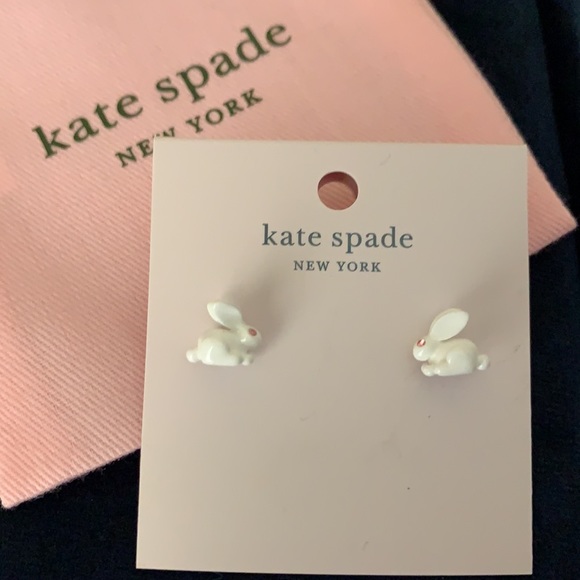 🆕 Kate Spade ♠️ New York Forest Party White Rabbit Stud Earrings NWT New! - Picture 5 of 6